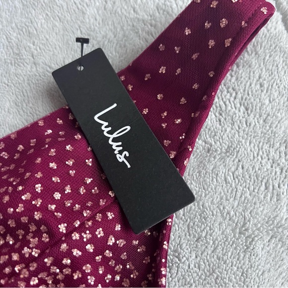 NWT Lulus Ballerina Dream Skater Tutu Dress Glitter Burgundy Gold XL - Picture 6 of 17